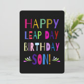 Happy Leap Day Verjaardag Zoon! Levendig lettertyp (Staand voorkant)