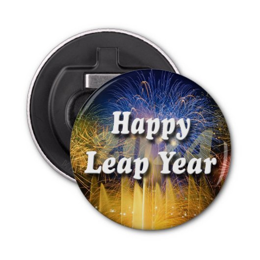 Happy Leap Year 2024 Button Flesopener (Voorkant)