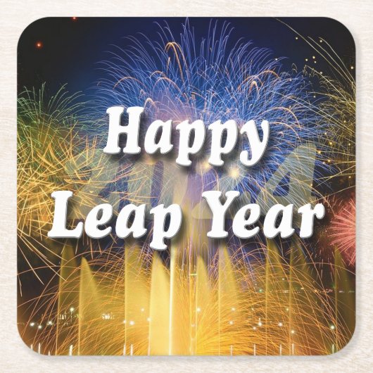 Happy Leap Year 2024 Kartonnen Onderzetters (Voorkant)