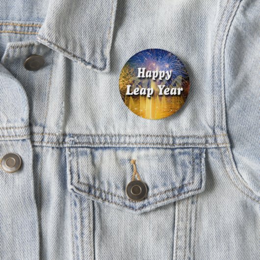 Happy Leap Year 2024 Ronde Button 5,7 Cm (In situ)
