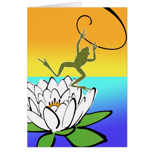 Happy Leap Year Card, Frog en Lotus Blossom (Voorkant)