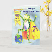 Happy Leap Year Day Kaart Frog (Gele Bloem)