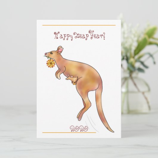 Happy Leap Year Kangaroo | Bedankkaart (Staand voorkant)