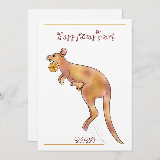 Happy Leap Year Kangaroo | Bedankkaart (Voorkant / Achterkant)
