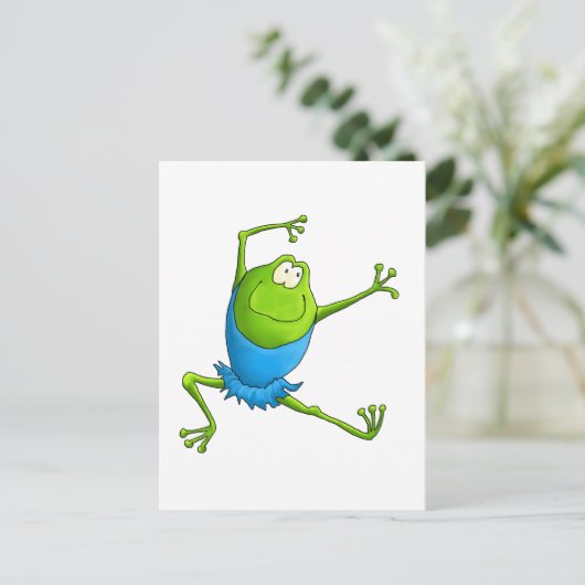 Happy Leaping Ballet Frog Briefkaart (Staand voorkant)