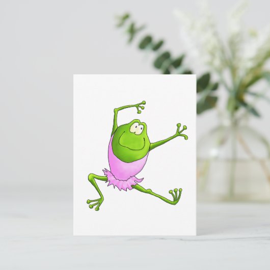 Happy Leaping Ballet Frog Briefkaart (Staand voorkant)
