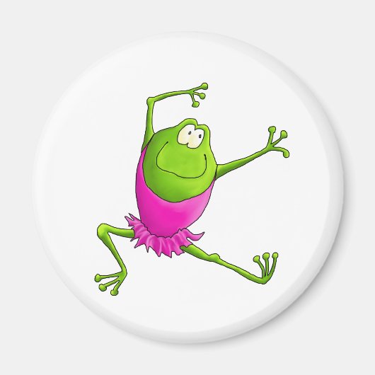 Happy Leaping Ballet Frog Magneet (Voorkant)