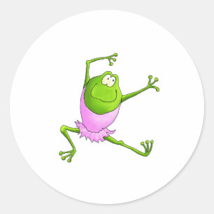 Happy Leaping Ballet Frog Ronde Sticker
