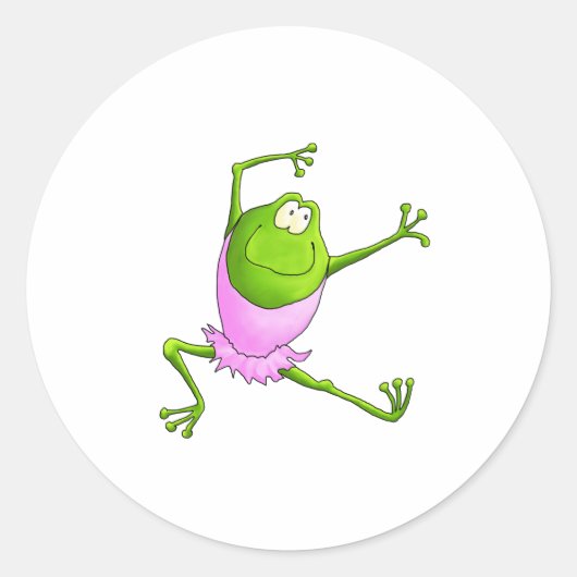 Happy Leaping Ballet Frog Ronde Sticker (Voorkant)