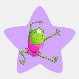 Happy Leaping Ballet Frog Ster Sticker