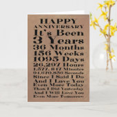 Happy Leather 3e bruiloft Jubileum Kaart (Gele Bloem)