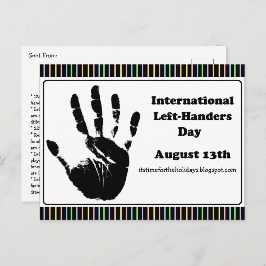 Happy Left-Handers Day, 13 augustus Briefkaart (Voorkant / Achterkant)