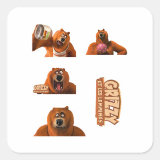 Happy Lemmings Tabodi en Grizzy Vierkante Sticker