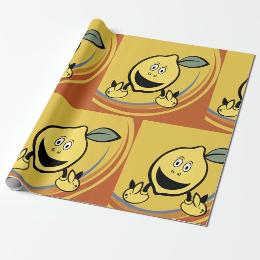 Happy Lemon Face Cadeaupapier (Uitgerold)