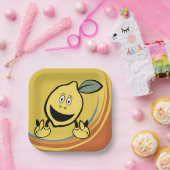 Happy Lemon Face Papieren Bordje (Feest)
