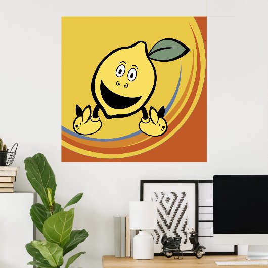 Happy Lemon Face Poster (Thuiskantoor)