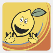 Happy Lemon Face Vierkante Sticker (Voorkant)