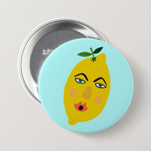 Happy Lemon Whimsical Ronde Button 7,6 Cm (Voorkant /achterkant)