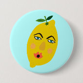Happy Lemon Whimsical Ronde Button 7,6 Cm (Voorkant)