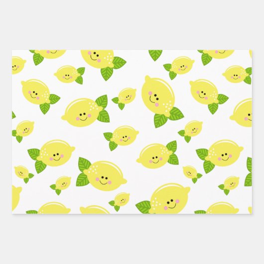 Happy Lemon Wrapping Paper-set Inpakpapier Vel (Voorkant)