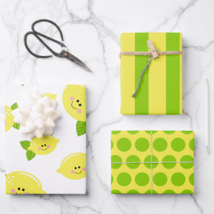 Happy Lemon Wrapping Paper-set Inpakpapier Vel