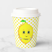 Happy Lemon & Yellow Polka Dots Papieren Bekers (Voorkant)