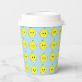 Happy Lemons op Light Blue Papieren Bekers (Achterkant)