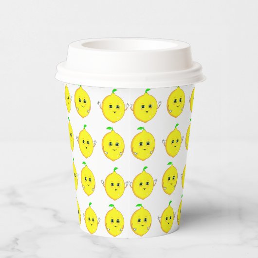 Happy Lemons op White Papieren Bekers (Rechts)
