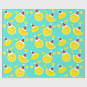 Happy Lemons Santa Hats Pattern Cadeaupapier (Vlak)