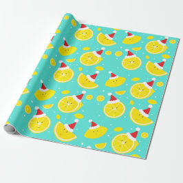 Happy Lemons Santa Hats Pattern Cadeaupapier