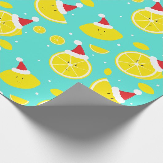 Happy Lemons Santa Hats Pattern Cadeaupapier (Hoek)