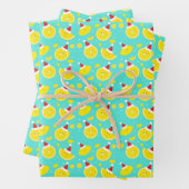Happy Lemons Santa Hats Pattern Kerstmis Inpakpapier Vel (In situ)