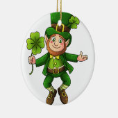 Happy Leprechaun en Shamrock Keramisch Ornament (Rechts)