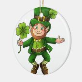 Happy Leprechaun en Shamrock Keramisch Ornament (Links)