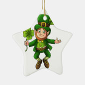 Happy Leprechaun en Shamrock Keramisch Ornament (Rechts)