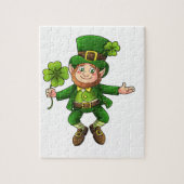 Happy Leprechaun en Shamrock Legpuzzel (Verticaal)