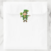 Happy Leprechaun en Shamrock Ronde Sticker (Tas)