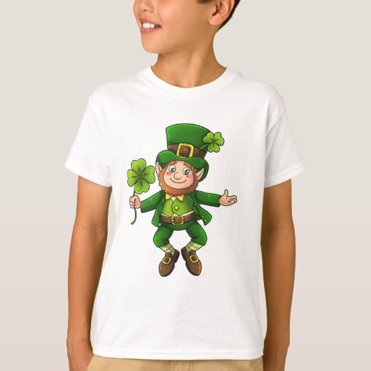 Happy Leprechaun en Shamrock T-shirt (Voorkant)