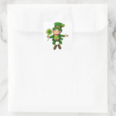 Happy Leprechaun en Shamrock Vierkante Sticker (Tas)