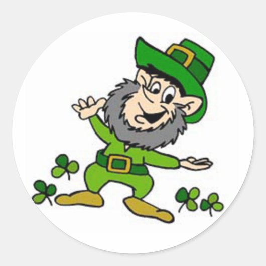 Happy Leprechaun Ronde Sticker (Voorkant)