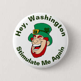 Happy Leprechaun Stimulus Bill Ronde Button 5,7 Cm