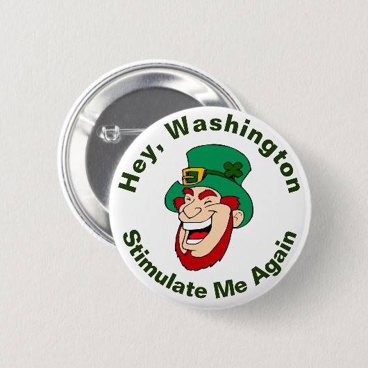 Happy Leprechaun Stimulus Bill Ronde Button 5,7 Cm (Voorkant /achterkant)