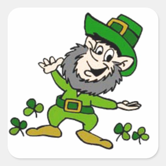 Happy Leprechaun Vierkante Sticker (Voorkant)