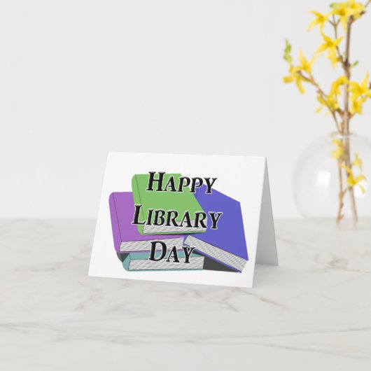 Happy Library Day Kaart (Gele Bloem)