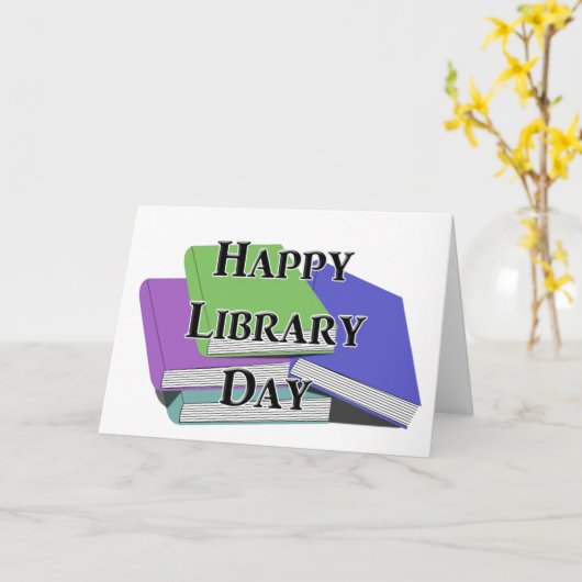 Happy Library Day Kaart (Gele Bloem)