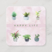 Happy Life Groene Planten Vierkante Visitekaartje (Voorkant)