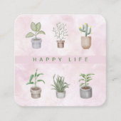 Happy Life Groene Planten Vierkante Visitekaartje (Voorkant)
