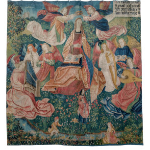 Happy Life in Paradise Garden Medieval Tapestry Douchegordijn