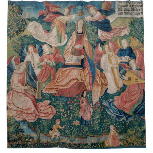 Happy Life in Paradise Garden Medieval Tapestry Douchegordijn (Voorkant)