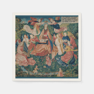 Happy Life in Paradise Garden Medieval Tapestry Servet